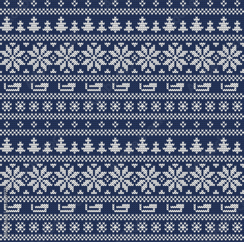 Winter knitted decorative Norwegian pattern