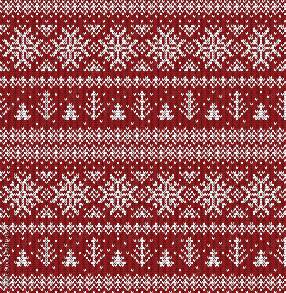 Winter seamless knitted pattern, Christmas decoration