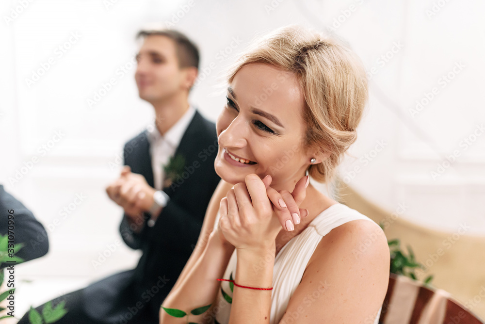 Guests at the wedding ceremony impressed Guests at the wedding ceremony impressed