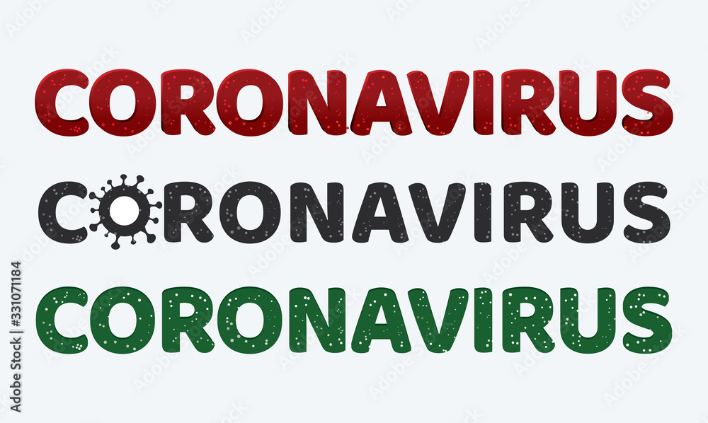 Coronavirus known as SARS-CoV - vector fonts typography. Web banner or article picture with sample text and copy space. Microscopic illustration representing the Chinese Wuhan's virus. 