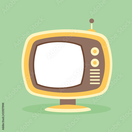 Vector yellow retro television illustration