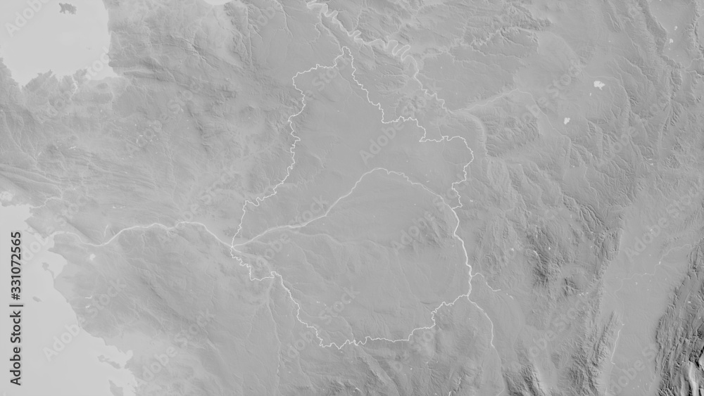 Centre-Val de Loire, France - outlined. Grayscale Centre-Val de Loire, France - outlined. Grayscale
