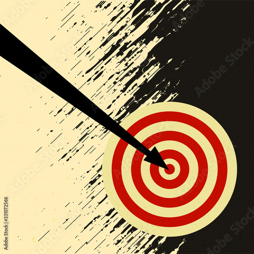 Vector abstract black and red shapes Constructivism Art style design. Geometric figures creates futuristic compostion with target.