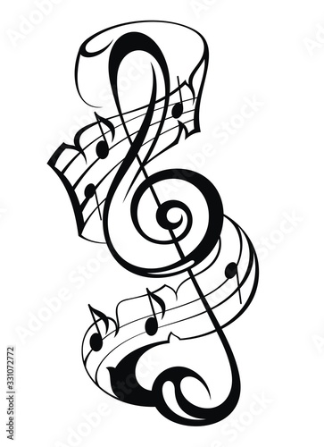 Vector Treble Clef music note icon