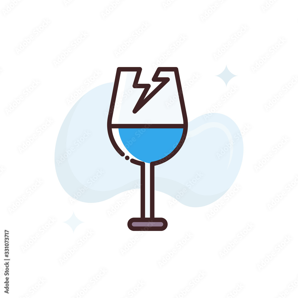 Fragile Glass Vector Icon Filled Outline style illustration. Fragile Glass Vector Icon Filled Outline style illustration.