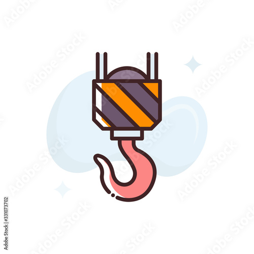 Lifting Hook Vector Icon Filled Outline  style illustration.
