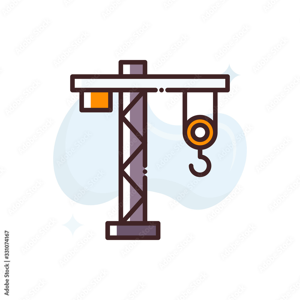 Tower Crane Vector Icon Filled Outline style illustration. Tower Crane Vector Icon Filled Outline style illustration.