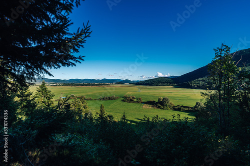 View of lake Cerknica (Cerknisko Jezero) in Slovenia. Intermittent lake, the biggest karst phenomena of this kind in Slovenia. Dissappearing lake in karst area of Cerknica, Slovenia.