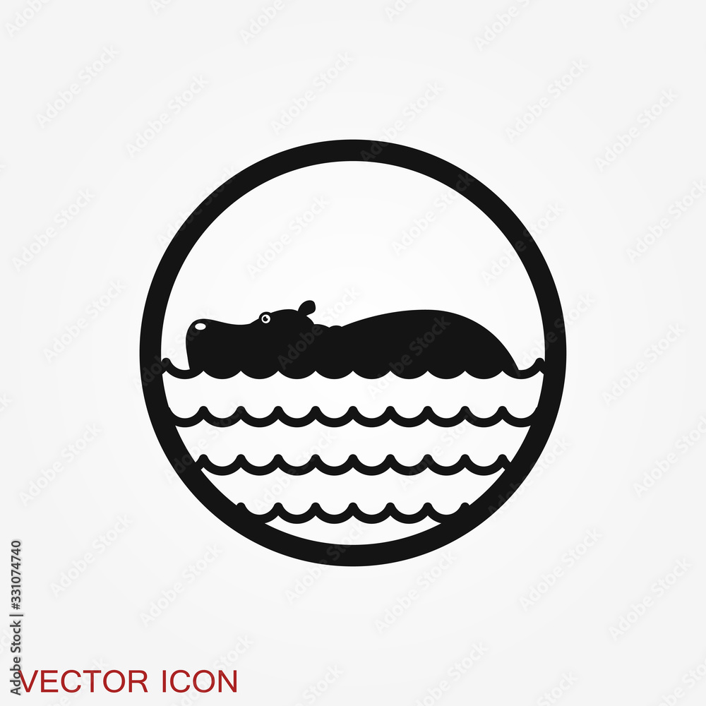 Obraz premium Hippopotamus icon vector, flat icons of african animals