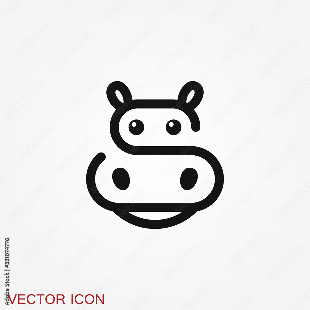 Hippopotamus icon vector, flat icons of african animals Hippopotamus icon vector, flat icons of african animals