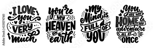 Set with slogans about love...