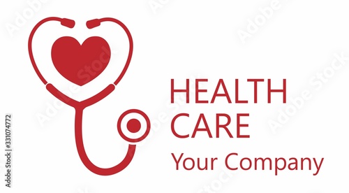 Vector illustration with stetoscope and hearth.