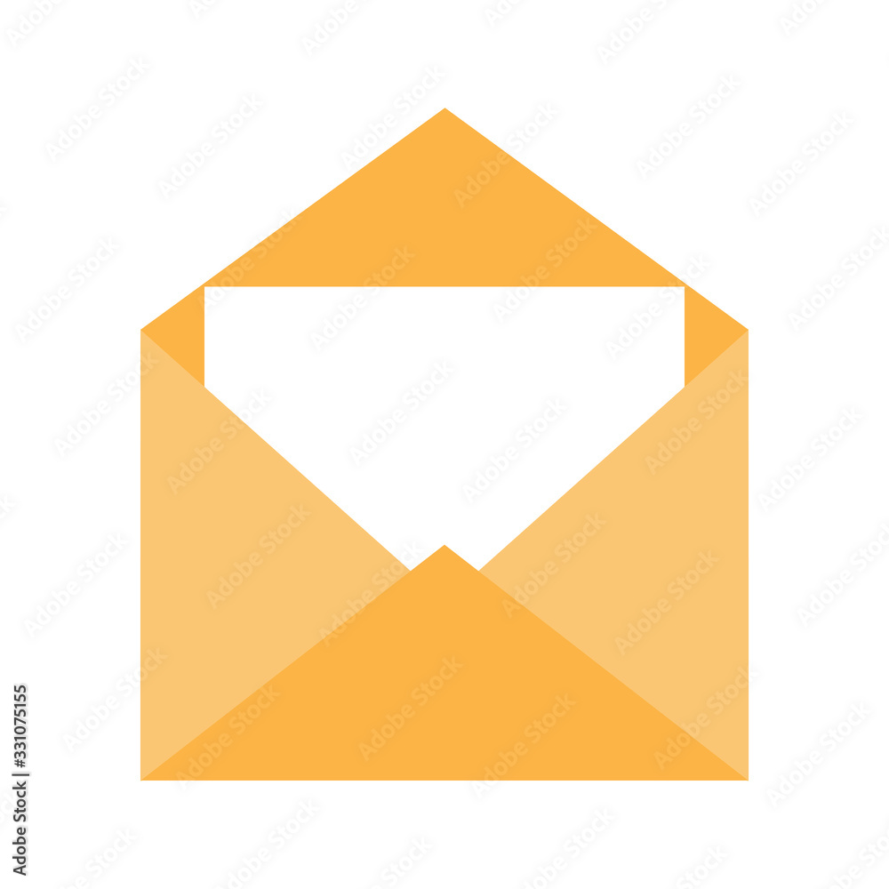 Envelope email icon, opened message, letter vector illustration isolated on white background Envelope email icon, opened message, letter vector illustration isolated on white background