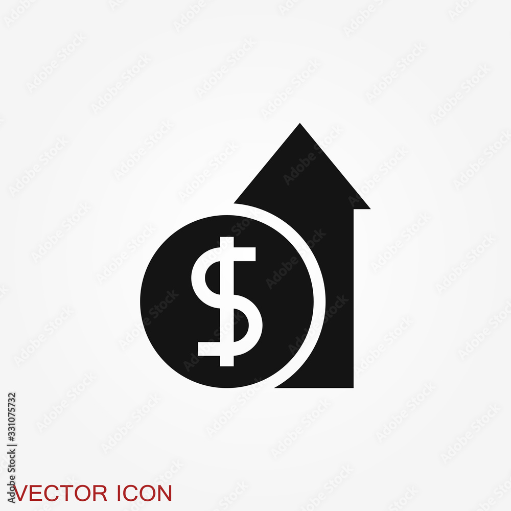 Investments icon. Graph growth graphics vector icon isolated on background Investments icon. Graph growth graphics vector icon isolated on background