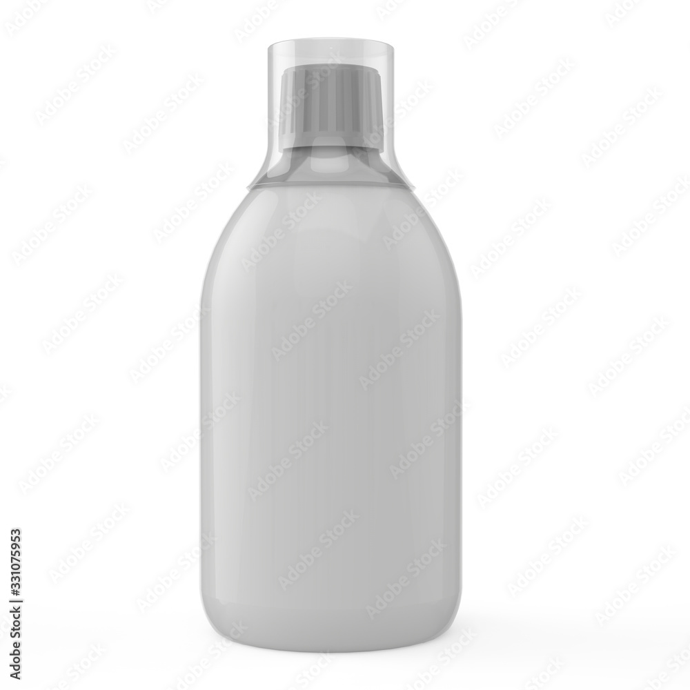 3d Illustration, White bottle mock-up on white background 3d Illustration, White bottle mock-up on white background
