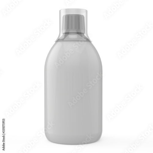 3d Illustration, White bottle mock-up on white background