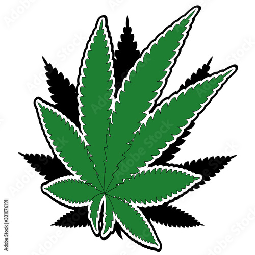 Fototapeta Naklejka Na Ścianę i Meble -  Vector illustration of leaves of marijuana cannabis hemp isolated