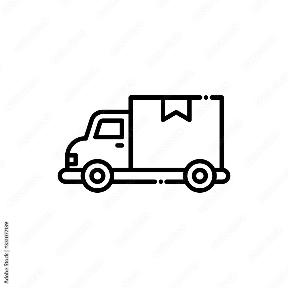 Delivery Van Vector Icon Line  style illustration.