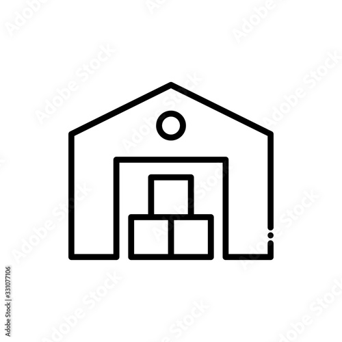 Warehouse Vector Icon Line  style illustration.