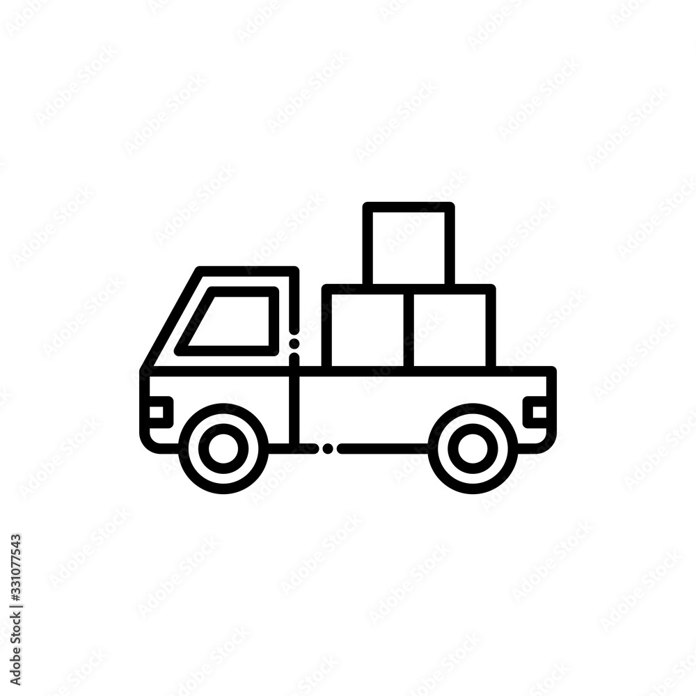 Pick Up Van Vector Icon Line  style illustration.