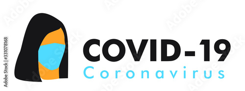 Covid 19 Coronavirus vector banner with masked man, Stop Novel Coronavirus outbreak covid-19 2019-nCoV symptoms in Wuhan China.