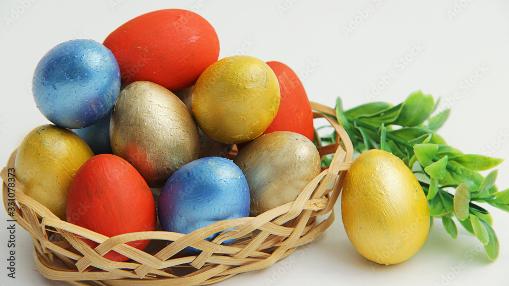 easter eggs in a basket easter eggs in a basket