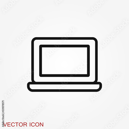 Laptop vector icon, vector illustration, flat design