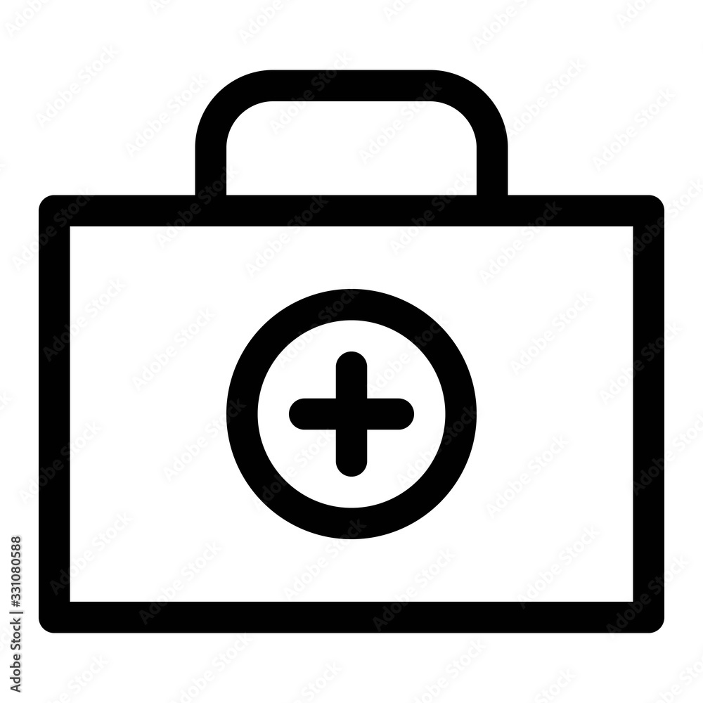 Emergency aid kit icon. First aid medical bag icon. Emergency aid kit icon. First aid medical bag icon.