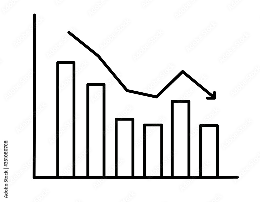 グラフ下落(線画、折れ線、矢印) Stock Illustration | Adobe Stock