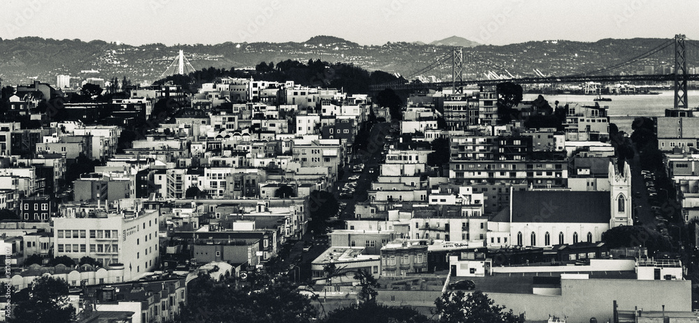 San Francisco panorama in black and white