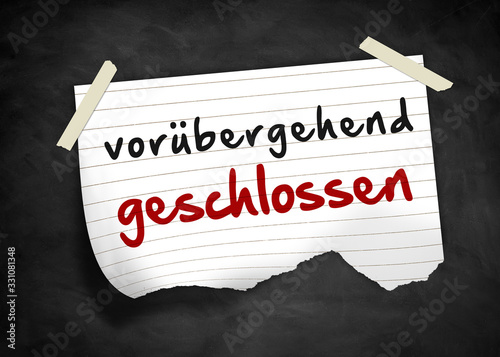 vorübergehend geschlossen hinweis