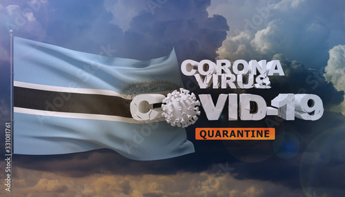 Coronavirus disease COVID-19 infection concept - waving flag of Botswana. 3D illustration. photo