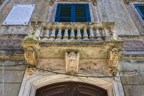 Tenement house details in Erice historic town on a Mount Erice  Sicily Island in Italy