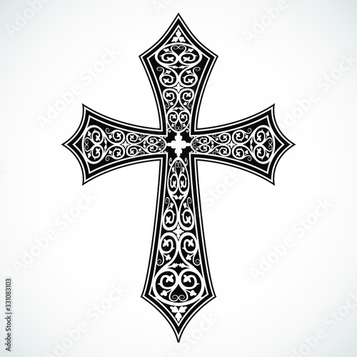 cross decorative black white ornamental religion symbol