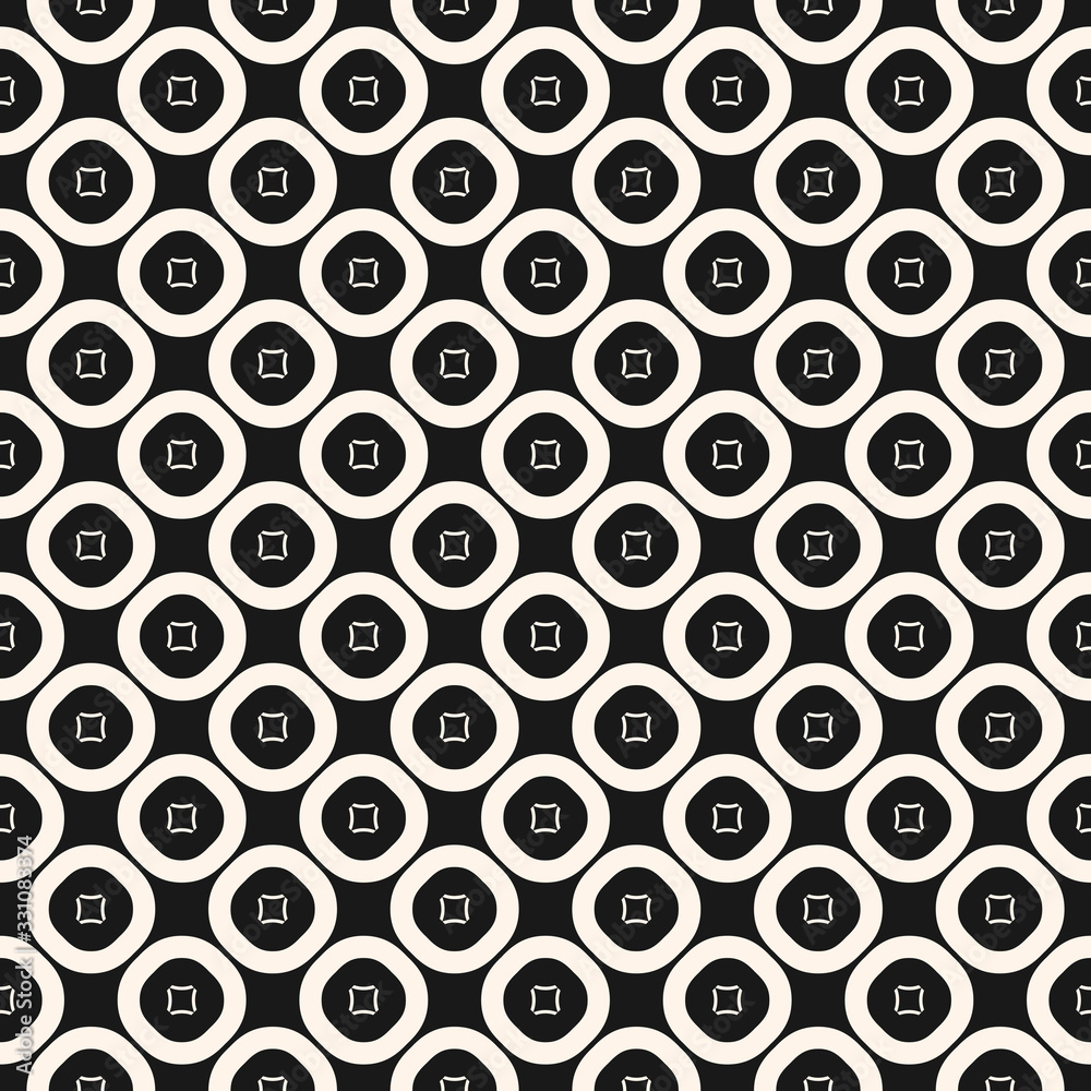 Simple vector geometric texture with small perforated circles, diagonal grid. Abstract repeat geometrical background. Monochrome seamless pattern. Modern design for decor, fabric, cloth, digital, web
