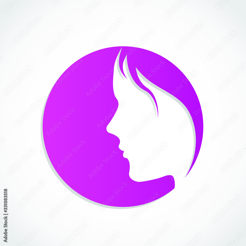 woman face negative shape color circle logo woman face negative shape color circle logo