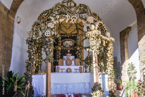 Altar of bread - remains after St Jopseh feast in Salemi, small town located in Trapani Province of Sicily Island in Italy photo