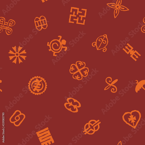 Seamless pattern with Adinkra african symbols