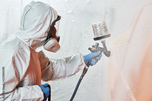 car painting in chamber. automobile repair service