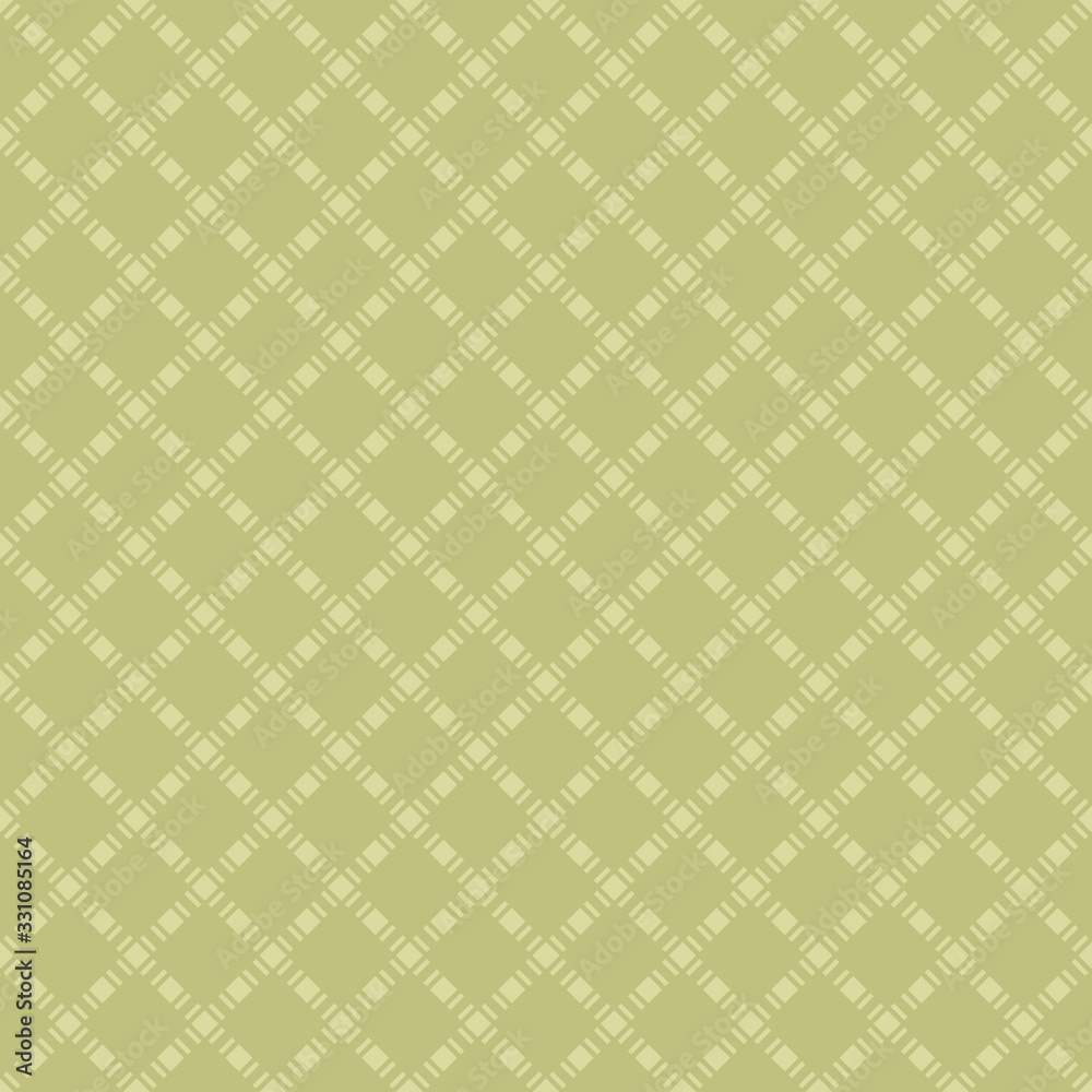 Vector seamless pattern with small squares, diamond grid, net, lattice, mesh. Abstract geometric texture. Green color. Simple minimal ornament. Checkered background. Repeat design for decor, textile