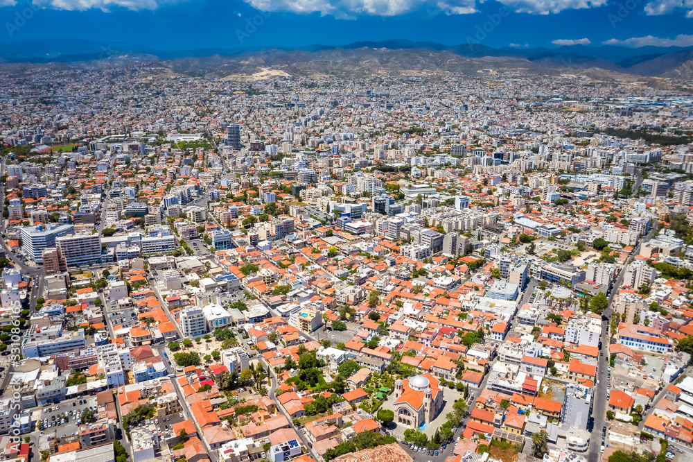 Top view of Limassol city center, Cyprus.