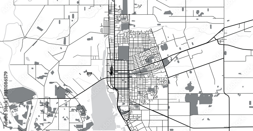 Urban vector city map of Invercargill, New Zealand