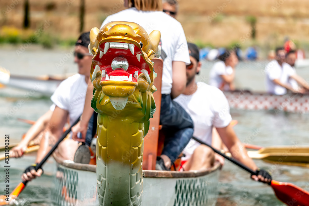 Dragon boat with a head, front view Dragon boat with a head, front view