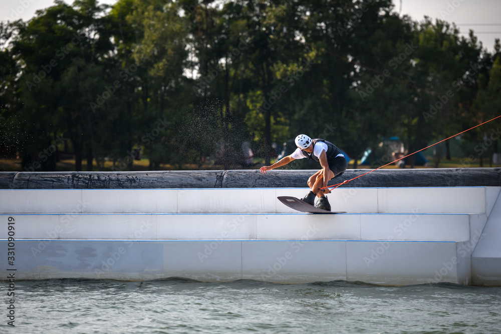 Naklejka premium Wakeboarder in the air, Hungary