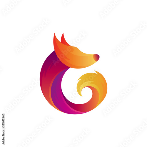 Fox logo design, 3d modern style, modern animal mascot logo template, colorful fox vector logo.