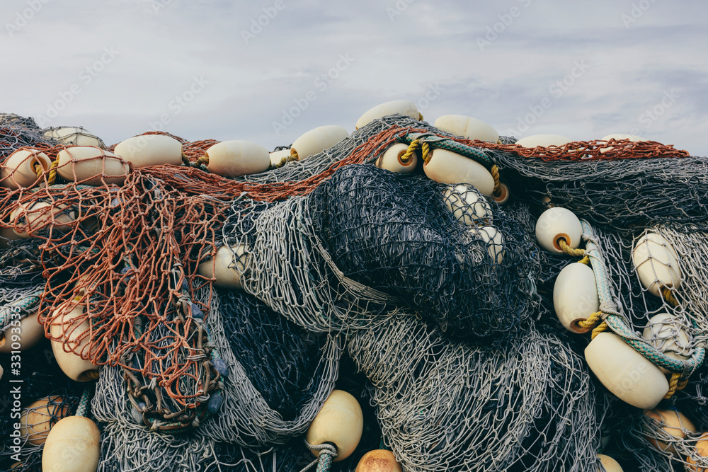 Pile commercial fish nets and gill nets, Fishermen's Terminal, Seattle, Washington,Fishing Nets Pile commercial fish nets and gill nets, Fishermen's Terminal, Seattle, Washington,Fishing Nets