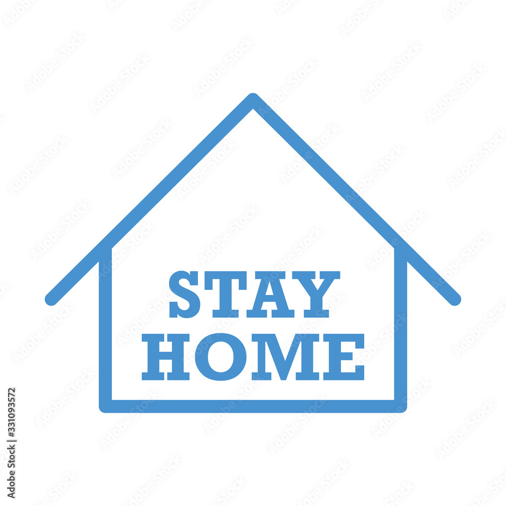 Stay home text with house icon. Self isolation campaign slogan. Pandemic virus protection. Stay home text with house icon. Self isolation campaign slogan. Pandemic virus protection.