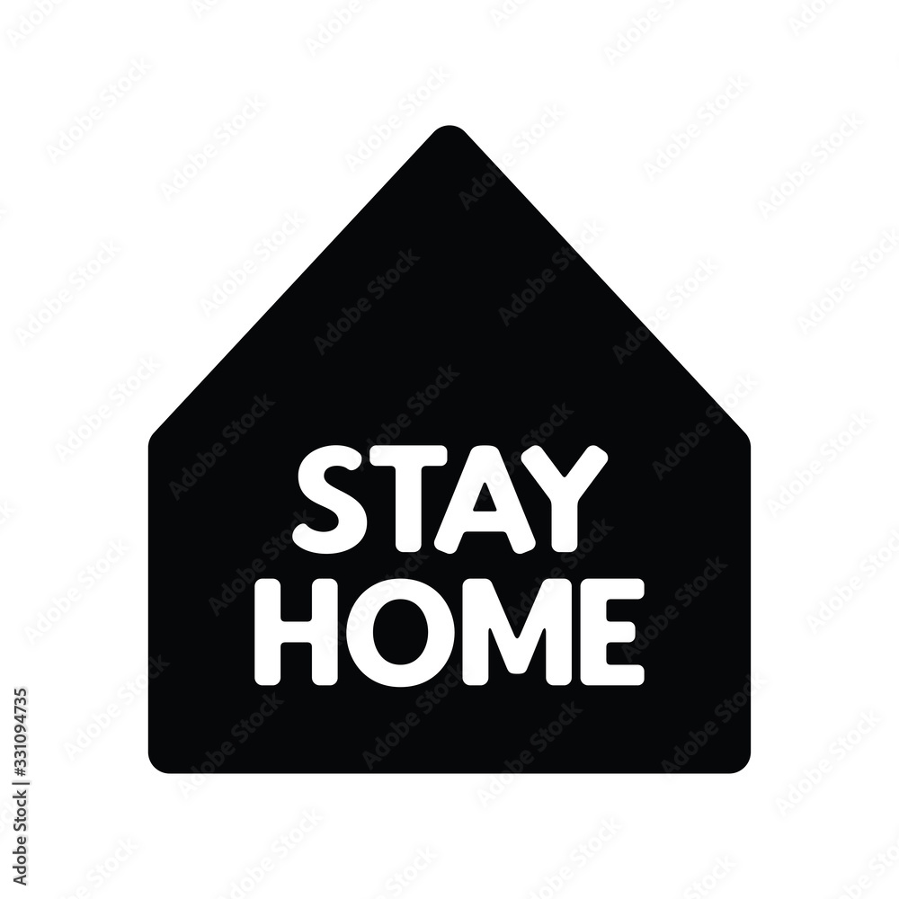 Stay home text with house icon. Self isolation campaign slogan. Pandemic virus protection. Stay home text with house icon. Self isolation campaign slogan. Pandemic virus protection.