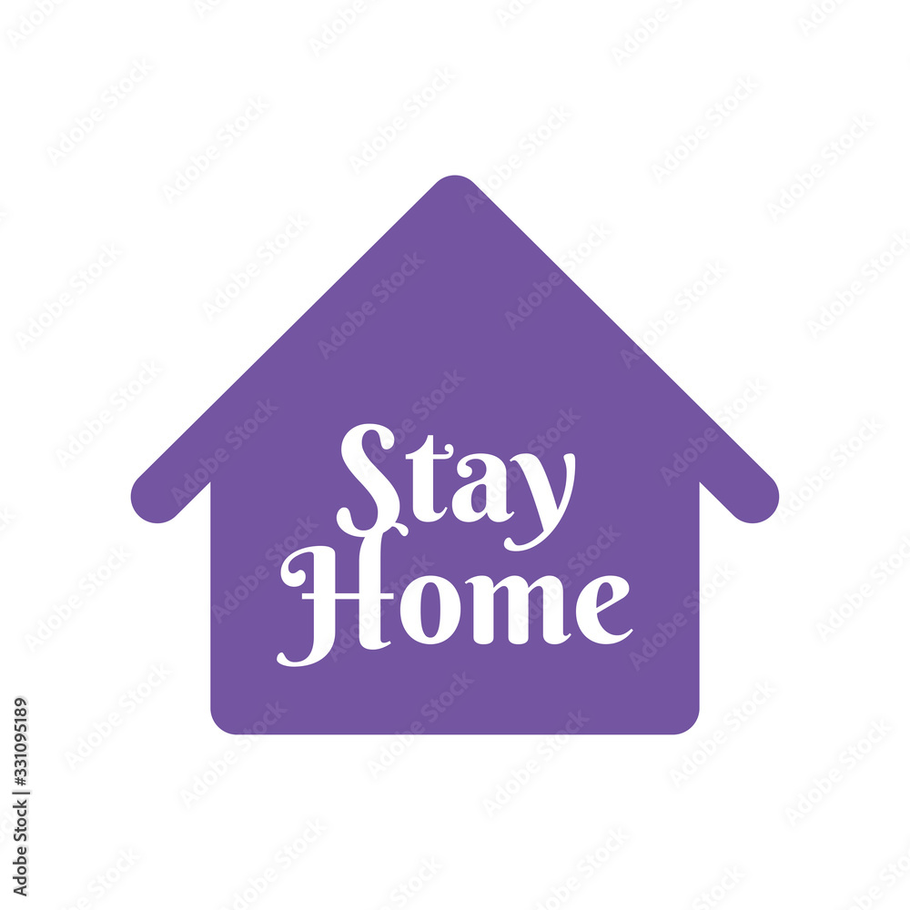 Stay home text with house icon. Self isolation campaign slogan. Pandemic virus protection. Stay home text with house icon. Self isolation campaign slogan. Pandemic virus protection.