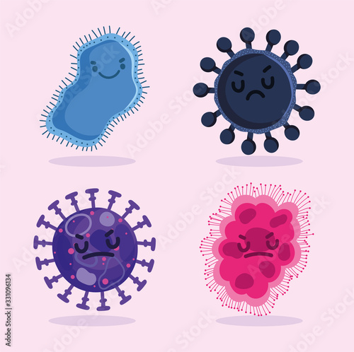 virus covid 19 pandemic, coronavirus infection sick icons
